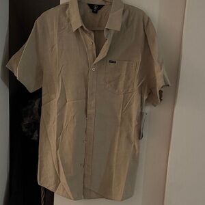 Volcom Men's Tan Short Sleeve Button Down Shirt